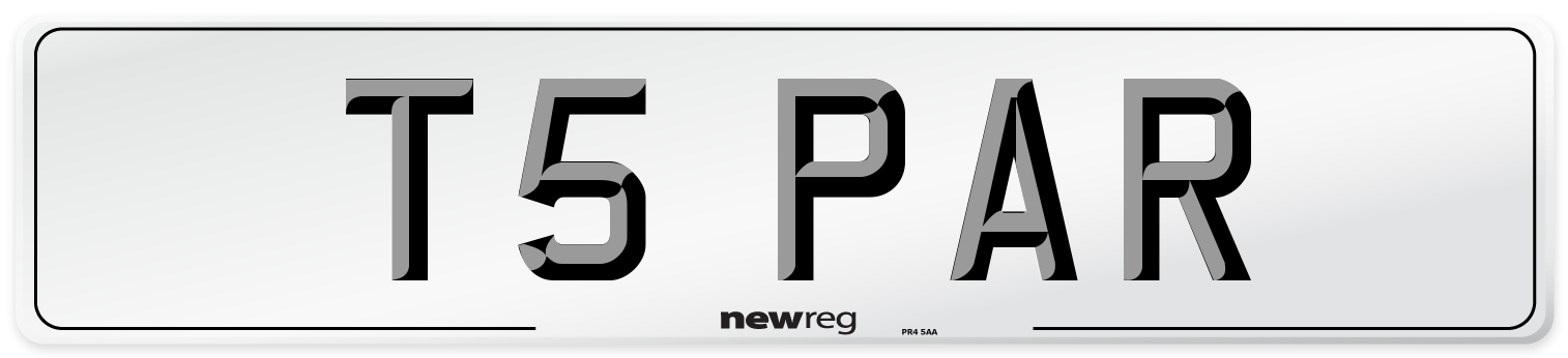 T5 PAR Number Plate from New Reg